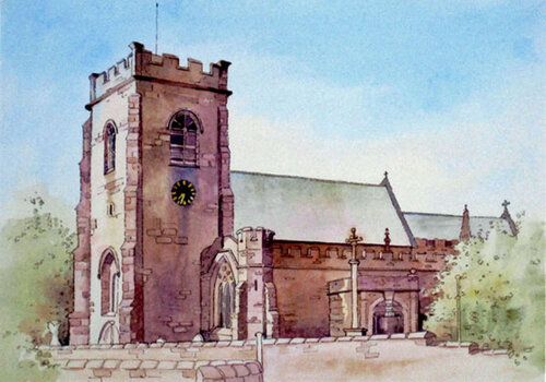 St Laurence Church   watercolour by Anne Bonner